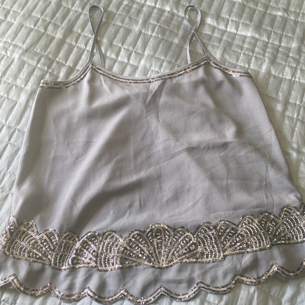 Express sequin open back tank top